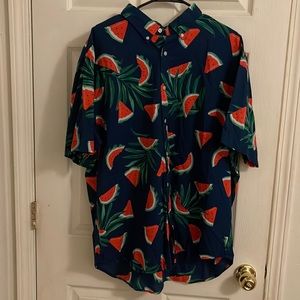 Old Navy Short Sleeve Button Up Watermelon 🍉 XXL